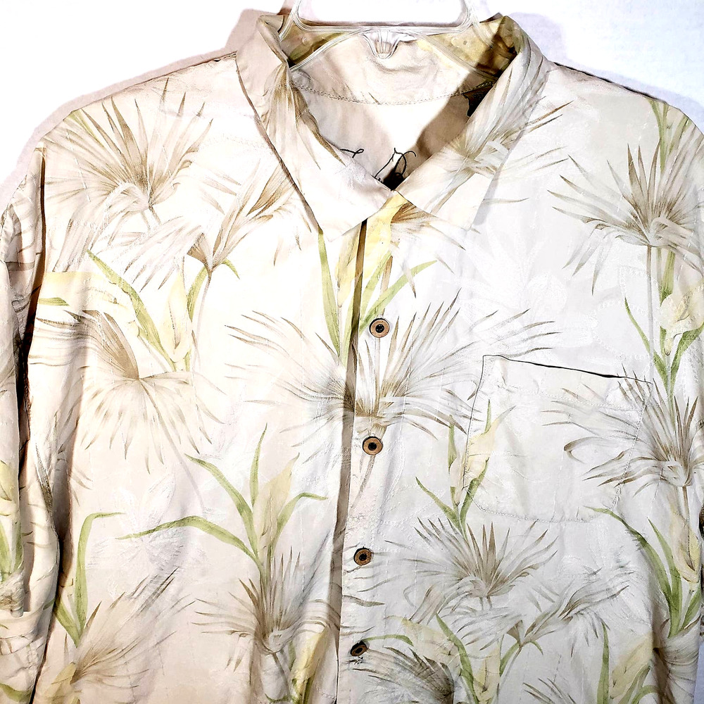 Tommy Bahama Silk Hawaiian Shirt XXL Cream